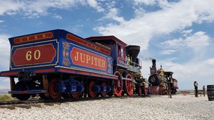 Two locomotive at the last spike site. 